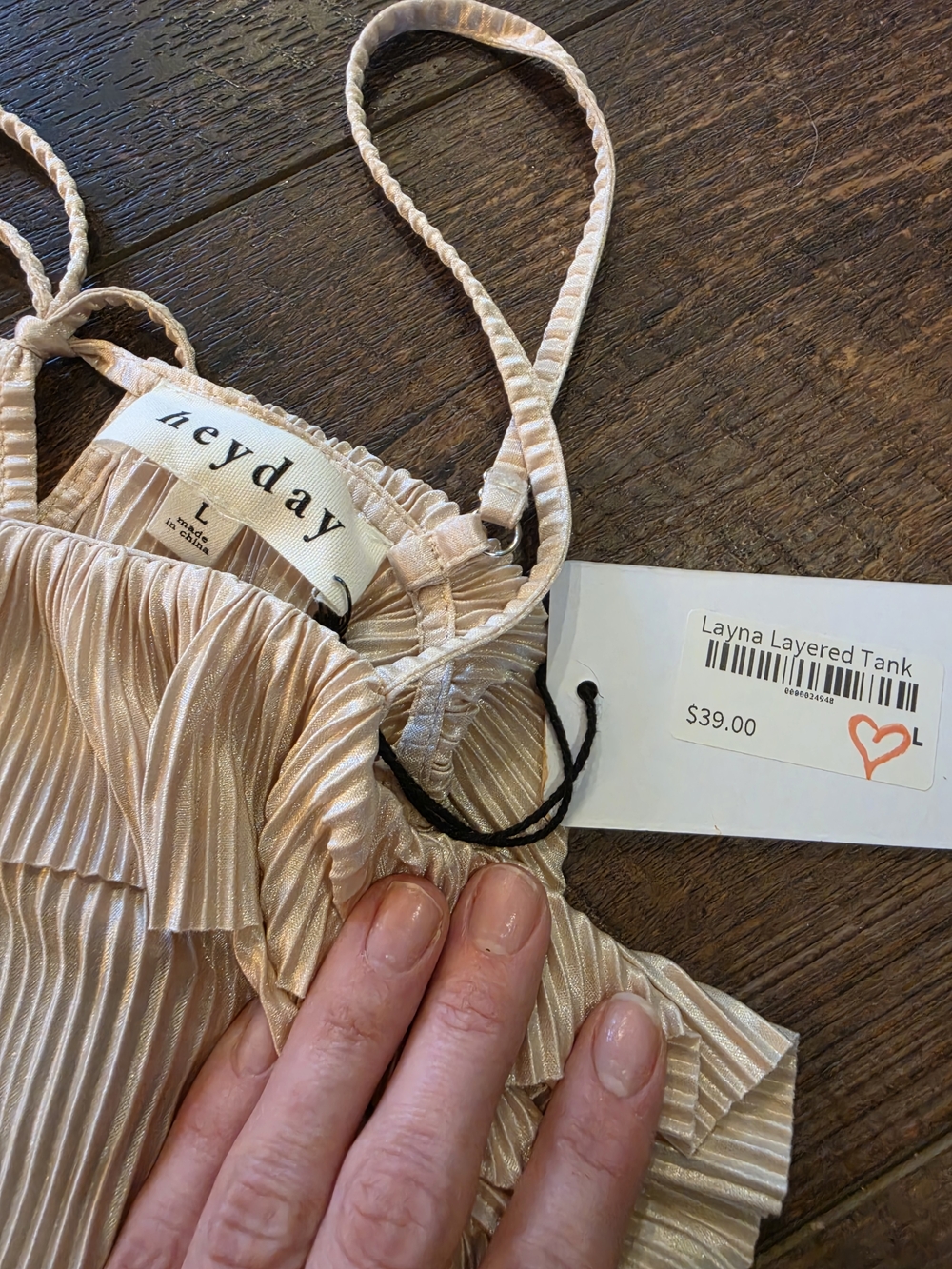 Heyday Layna Layered Tank Top NWT Size Large Pleated Ruffle Colorblock - Picture 3 of 4